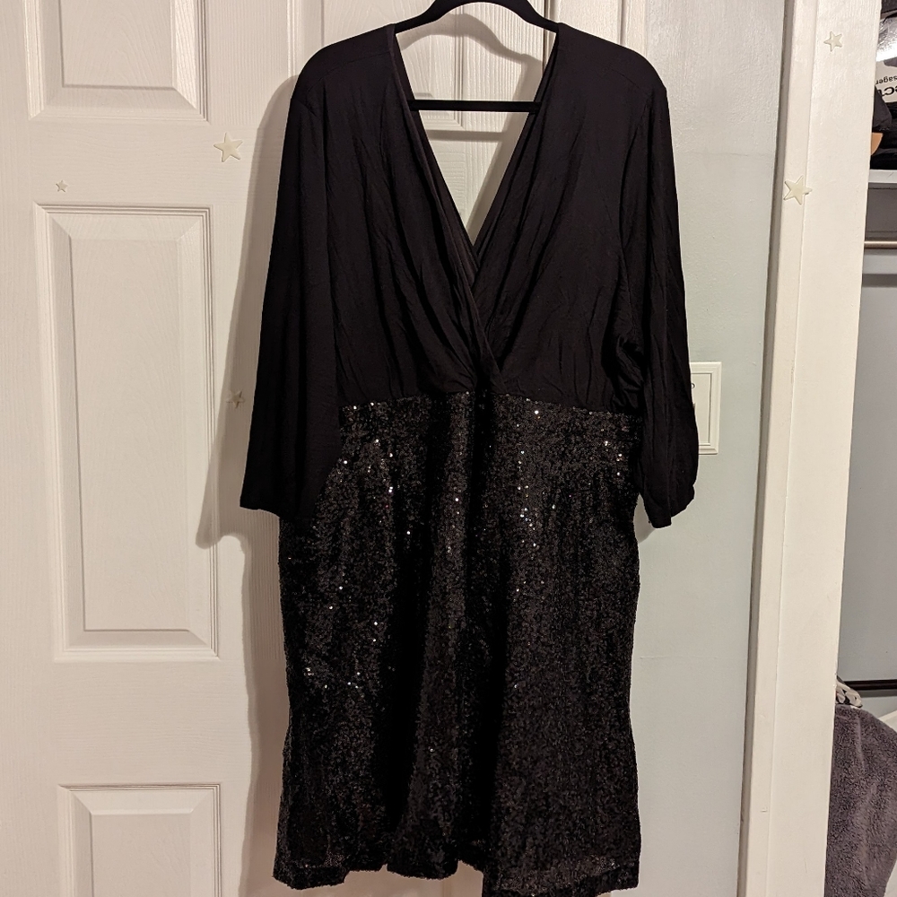 Black sequin skater dress